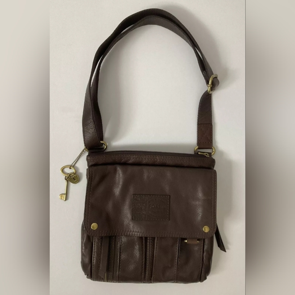 Fossil Long Live Vintage Brown Leather Crossbody Bag Issue 54